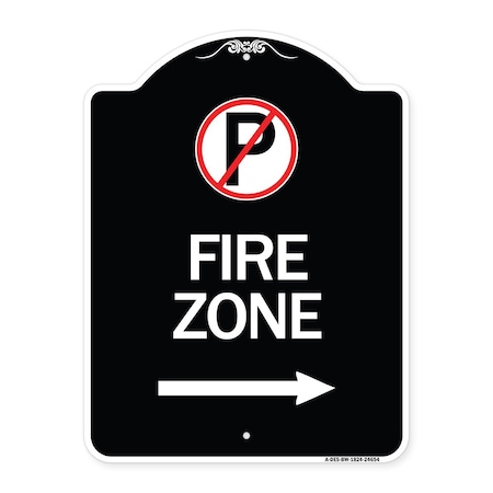 Signmission No Parking Symbol and Right Arrow Heavy-Gauge Aluminum Architectural Sign, 24" x 18", BW-1824-24654 A-DES-BW-1824-24654